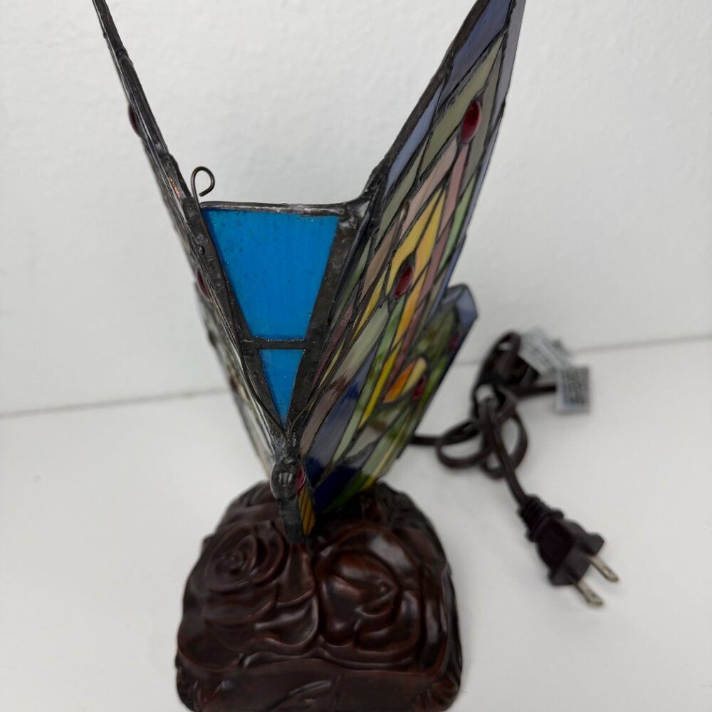 Stained Glass Butterfly Lamp - Tiffany Style Accent Light - Home Decor - Picture 5 of 7